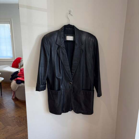 Vintage Lord & Tayler WOOL SINGLE-BREASTED JACKET leather black size L